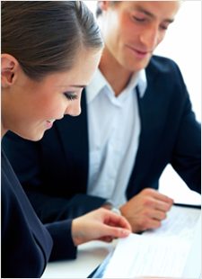 Couple looking over paper work